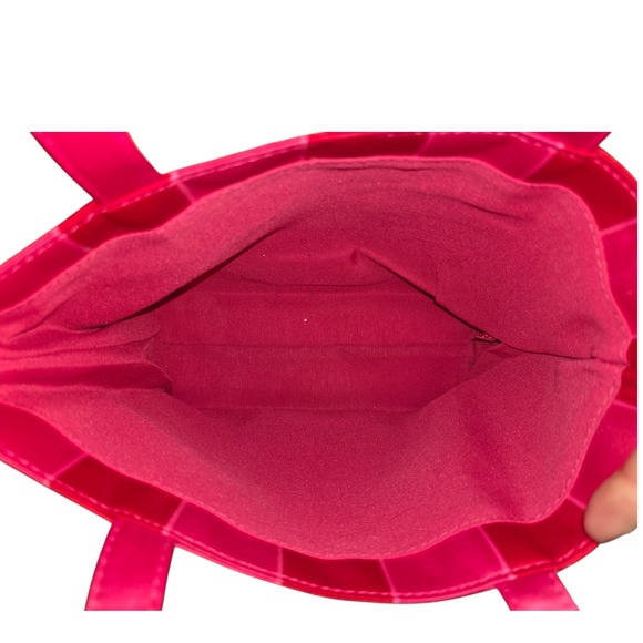 Victoria's Secret Pink Red Stripe Small Tote Bag Cosmetic Travel Pouch - Picture 3 of 3